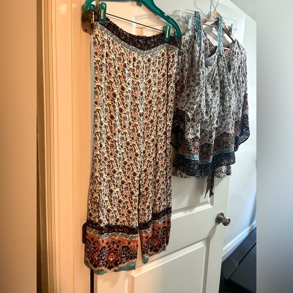 Hale Bob 3 piece outfit set pants tank top and 3/4 sleeve blouse size large - Picture 10 of 13